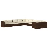 vidaXL 10-tlg. Garten-Lounge-Set mit Kissen Poly Rattan...