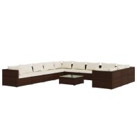 vidaXL 12-tlg. Garten-Lounge-Set mit Kissen Poly Rattan...