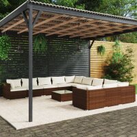 vidaXL 12-tlg. Garten-Lounge-Set mit Kissen Poly Rattan...