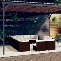 vidaXL 12-tlg. Garten-Lounge-Set mit Kissen Braun Poly Rattan