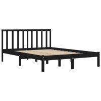 vidaXL Massivholzbett Schwarz Kiefer 120x190 cm 4FT Small Double