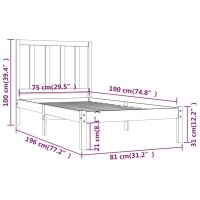 vidaXL Massivholzbett Wei&szlig; Kiefer 75x190 cm 2FT6 Small Single