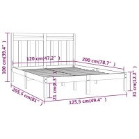 vidaXL Massivholzbett Schwarz 120x200 cm