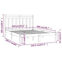 vidaXL Massivholzbett 140x200 cm