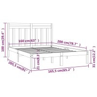 vidaXL Massivholzbett 160x200 cm