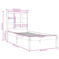 vidaXL Massivholzbett Schwarz 75x190 cm 2FT6 Small Single