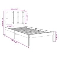 vidaXL Massivholzbett 75x190 cm 2FT6 Small Single