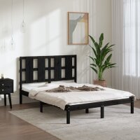 vidaXL Massivholzbett Schwarz 120x190 cm 4FT Small Double