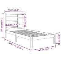 vidaXL Massivholzbett 75x190 cm 2FT6 Small Single