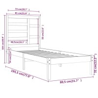 vidaXL Massivholzbett Schwarz 75x190 cm 2FT6 Small Single