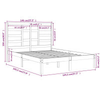 vidaXL Massivholzbett Schwarz 140x190 cm