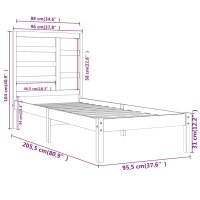 vidaXL Massivholzbett 90x200 cm