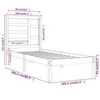 vidaXL Massivholzbett Schwarz 100x200 cm