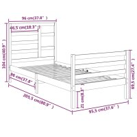 vidaXL Massivholzbett 90x200 cm