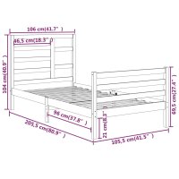 vidaXL Massivholzbett 100x200 cm