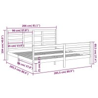 vidaXL Massivholzbett Grau 200x200 cm