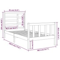 vidaXL Massivholzbett Wei&szlig; 75x190 cm 2FT6 Small Single