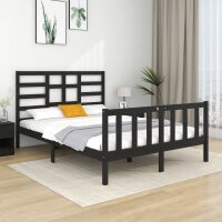 vidaXL Massivholzbett Schwarz 120x190 cm 4FT Small Double