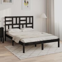 vidaXL Massivholzbett Schwarz 120x190 cm 4FT Small Double