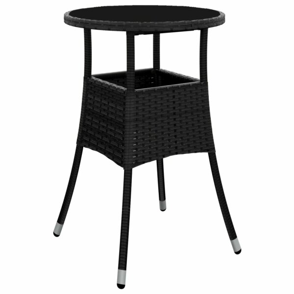 vidaXL Gartentisch &Oslash;60x75 cm Hartglas und Poly Rattan Schwarz