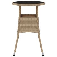 vidaXL Gartentisch &Oslash;60x75 cm Hartglas und Poly Rattan Beige