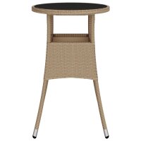 vidaXL Gartentisch &Oslash;60x75 cm Hartglas und Poly Rattan Beige