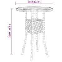 vidaXL Gartentisch &Oslash;60x75 cm Akazienholz und Poly Rattan Schwarz