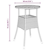 vidaXL Gartentisch &Oslash;60x75 cm Akazienholz und Poly Rattan Grau