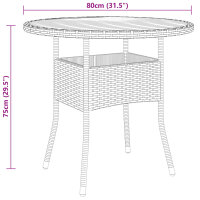 vidaXL Gartentisch &Oslash;80x75 cm Akazienholz und Poly Rattan Schwarz