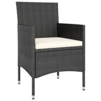 vidaXL 4-tlg. Gartenstuhl und Hocker Set Poly Rattan Schwarz