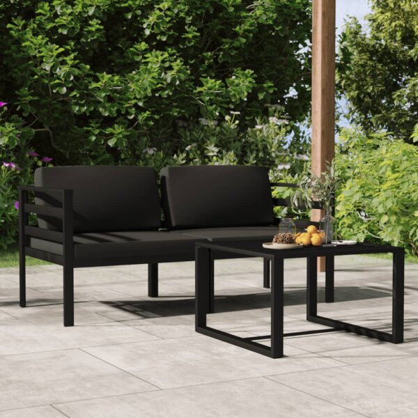 vidaXL 3-tlg. Garten-Lounge-Set mit Kissen Aluminium Anthrazit