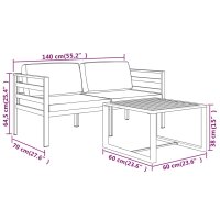 vidaXL 3-tlg. Garten-Lounge-Set mit Kissen Aluminium Anthrazit