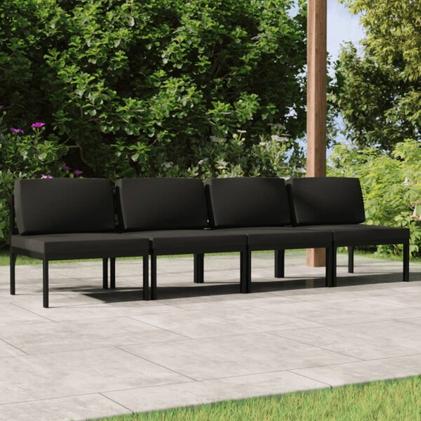 vidaXL Gartensofa 4-Sitzer mit Kissen Aluminium Anthrazit