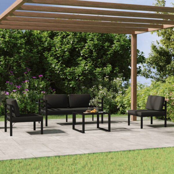 vidaXL 5-tlg. Garten-Lounge-Set mit Kissen Aluminium Anthrazit