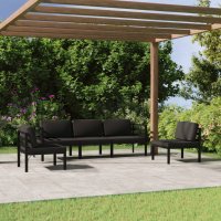 vidaXL 5-tlg. Garten-Lounge-Set mit Kissen Aluminium...