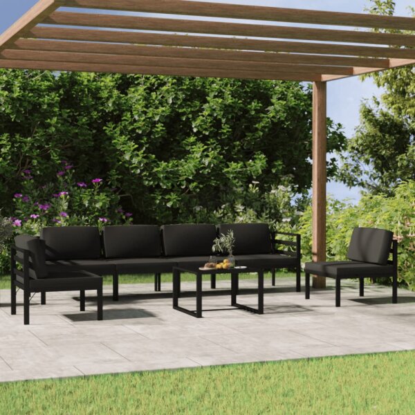 vidaXL 7-tlg. Garten-Lounge-Set mit Kissen Aluminium Anthrazit