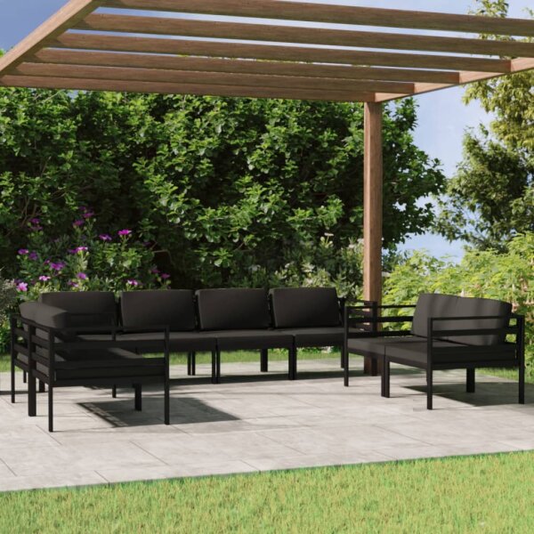 vidaXL 8-tlg. Garten-Lounge-Set mit Kissen Aluminium Anthrazit