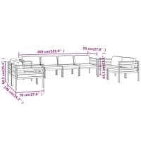 vidaXL 8-tlg. Garten-Lounge-Set mit Kissen Aluminium Anthrazit