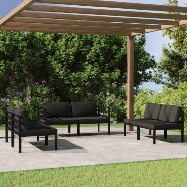 vidaXL 6-tlg. Garten-Lounge-Set mit Kissen Aluminium Anthrazit