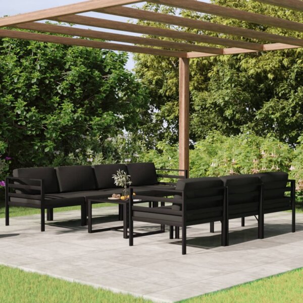 vidaXL 8-tlg. Garten-Lounge-Set mit Kissen Aluminium Anthrazit