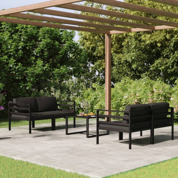 vidaXL 5-tlg. Garten-Lounge-Set mit Kissen Aluminium Anthrazit