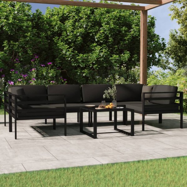 vidaXL 7-tlg. Garten-Lounge-Set mit Kissen Aluminium Anthrazit