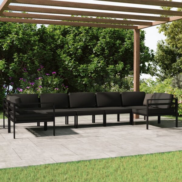 vidaXL 7-tlg. Garten-Lounge-Set mit Kissen Aluminium Anthrazit