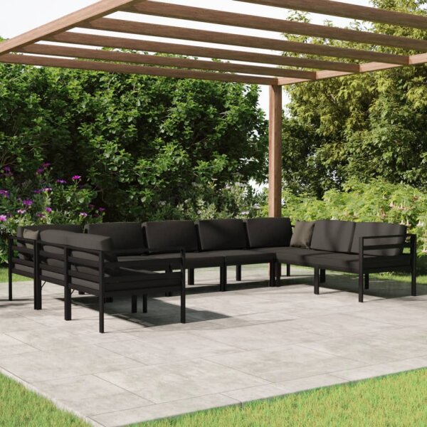 vidaXL 9-tlg. Garten-Lounge-Set mit Kissen Aluminium Anthrazit