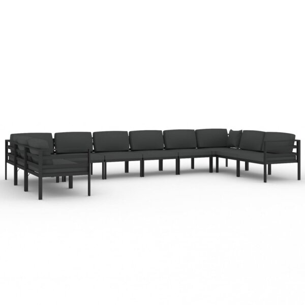 vidaXL 10-tlg. Garten-Lounge-Set mit Kissen Aluminium Anthrazit