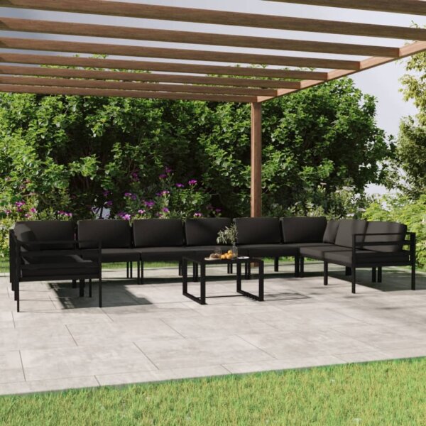 vidaXL 11-tlg. Garten-Lounge-Set mit Kissen Aluminium Anthrazit