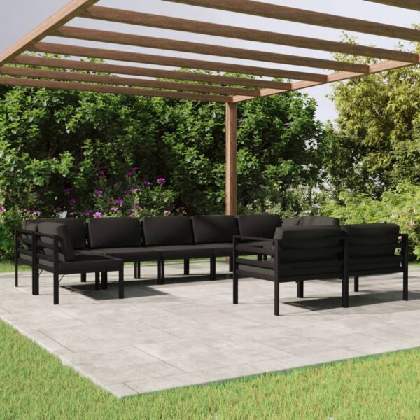 vidaXL 9-tlg. Garten-Lounge-Set mit Kissen Aluminium Anthrazit