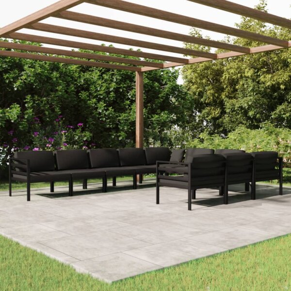 vidaXL 10-tlg. Garten-Lounge-Set mit Kissen Aluminium Anthrazit