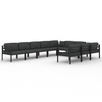 vidaXL 10-tlg. Garten-Lounge-Set mit Kissen Aluminium...