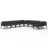 vidaXL 10-tlg. Garten-Lounge-Set mit Kissen Aluminium...